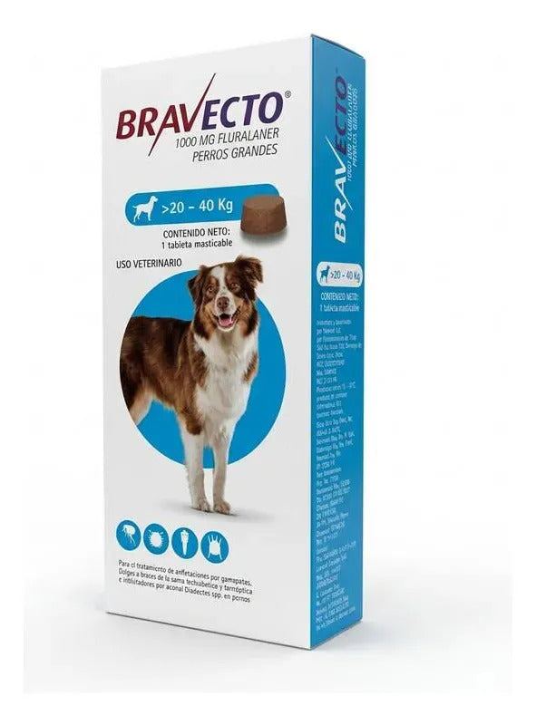 Bravecto Perro 20 a 40 kg 1000 mg - 1 tableta