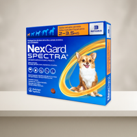 NexGard Spectra 3 Tabletas para Perros 2-3.5 Kg — presentación completa en ambiente neutro