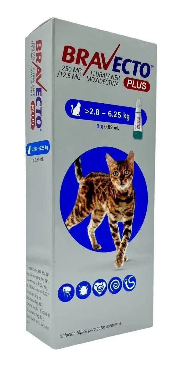 Bravecto Plus Gato 2.8 a 6.25 kg - pipeta 0.89 ml