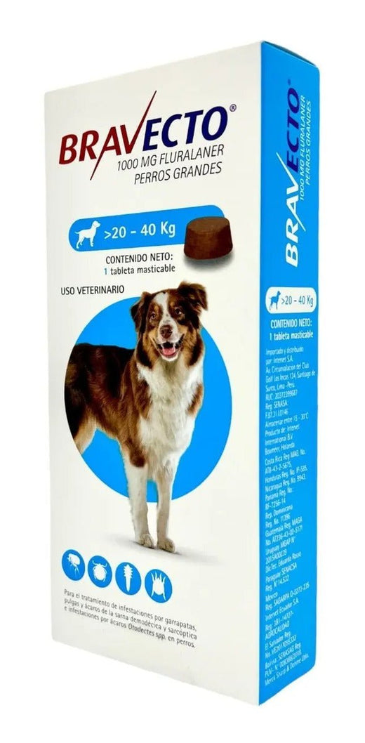 Bravecto Perro 20 a 40 kg 1000 mg - 1 tableta