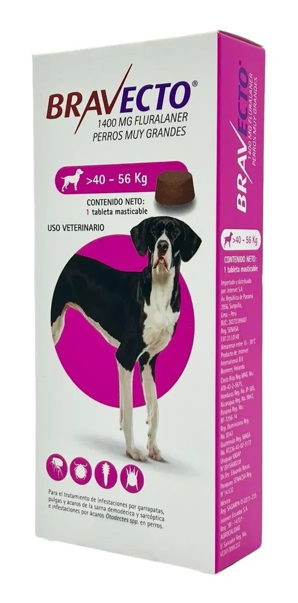 Bravecto Perro 40 a 56 kg 1400 mg - 10 tabletas