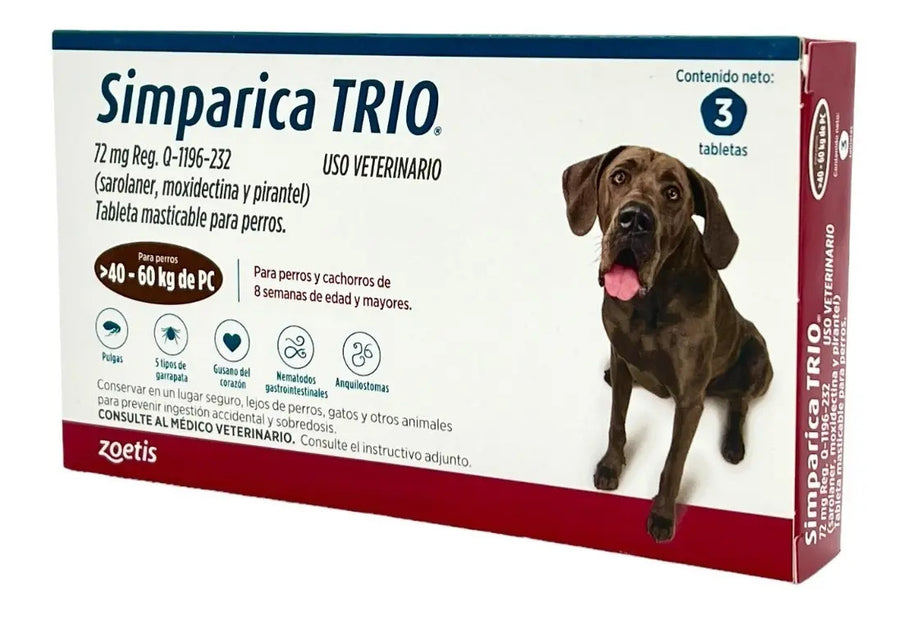 Simparica Trio 3 Tabletas para Perros 40-60 Kg