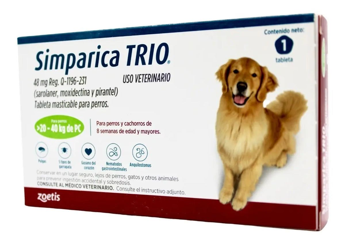 Simparica Trio 1 Tableta para Perros 20-40 Kg