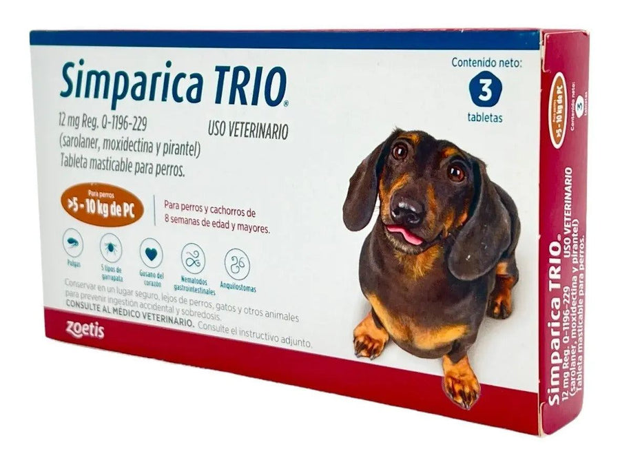 Simparica Trio 3 Tabletas para Perros 5-10 Kg