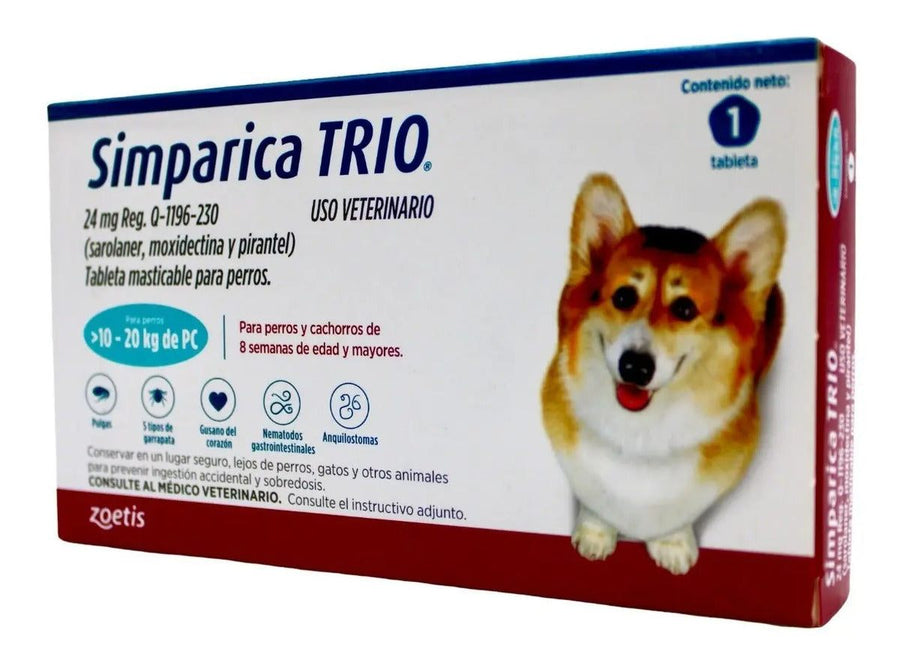 Simparica Trio 1 Tableta para Perros 10-20 Kg