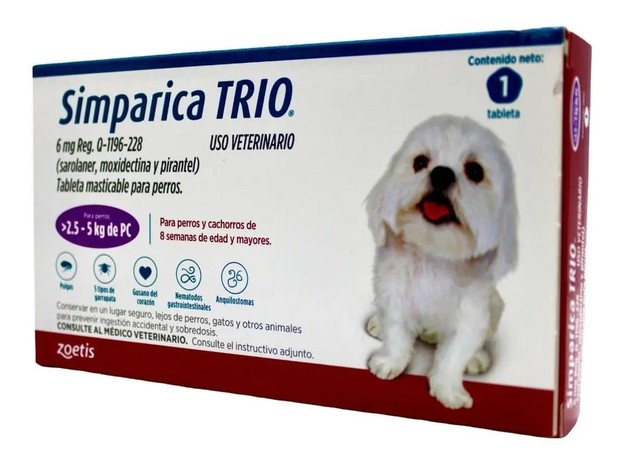 Simparica Trio 1 Tableta para Perros 2.5-5 Kg