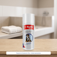 Bolfo Talco Antipulgas Perros y Gatos 100 g - 24 piezas — presentación en ambiente de cuidado e higiene, Paquete de 24 piezas de 100 g · Unidad representativa