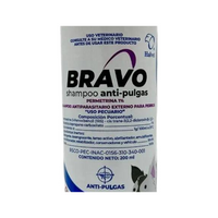 Bravo Shampoo Halvet Antipulgas Perro 200 ml — acercamiento al empaque y a su presentación impresa