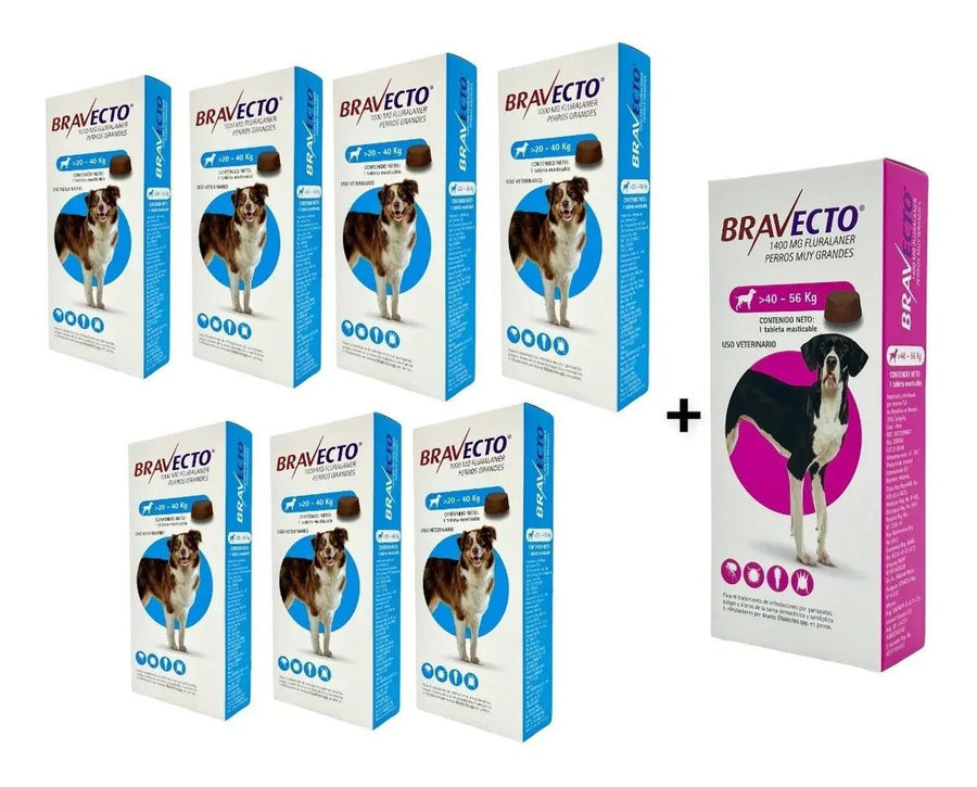 Bravecto Perro Paquete 8 - 7 de 20-40 kg y 1 de 40-56 kg