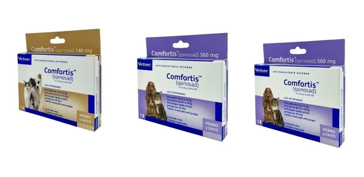 Virbac Comfortis Spinosad 560 mg 3 Tabletas Perro y Gato