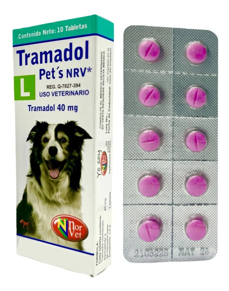 Tramadol Pets NRV L Norvet Tramadol 40 mg Perro Grande - 10 tabletas