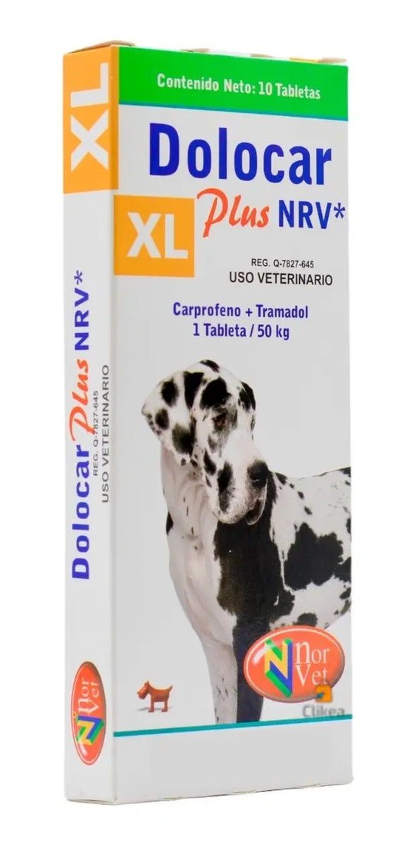 Dolocar Plus NRV XL Norvet Carprofeno Tramadol Perro 50 kg - 10 tabletas