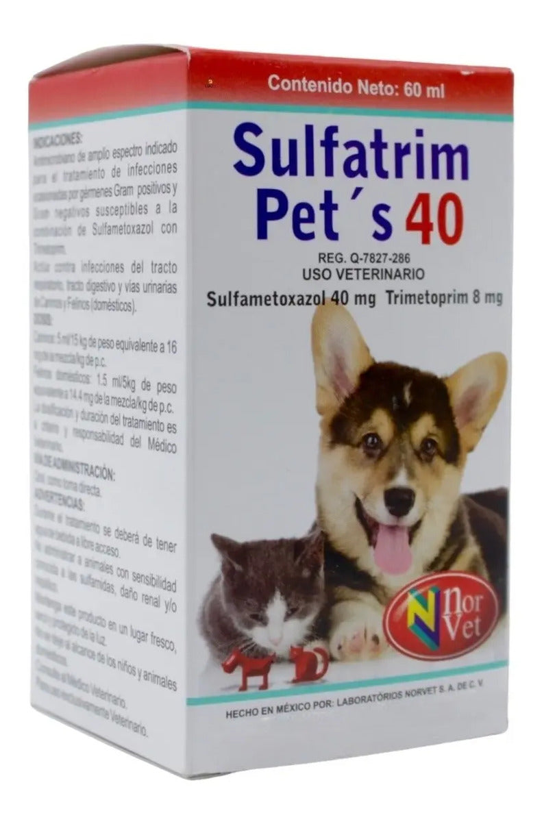 Sulfatrim Pets 40 Norvet Sulfametoxazol Trimetoprim 60 ml