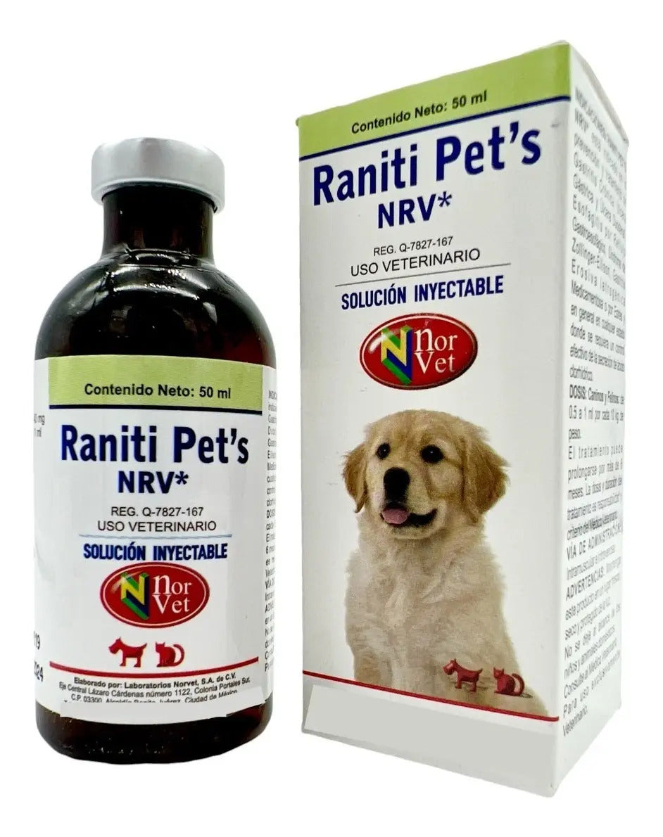 Raniti Pets NRV Norvet Ranitidina Inyectable 50 ml Perros y Gatos