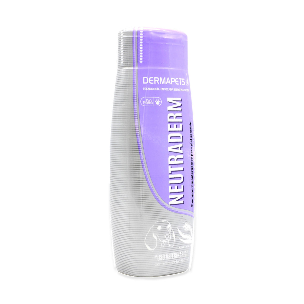 Neutraderm Dermapets shampoo 350 ml — frasco completo sobre fondo blanco