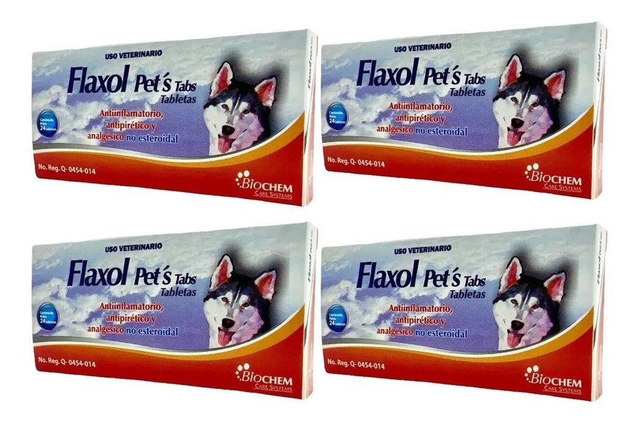 Paquete Flaxol Pets Biochem 24 tabletas - 4 piezas