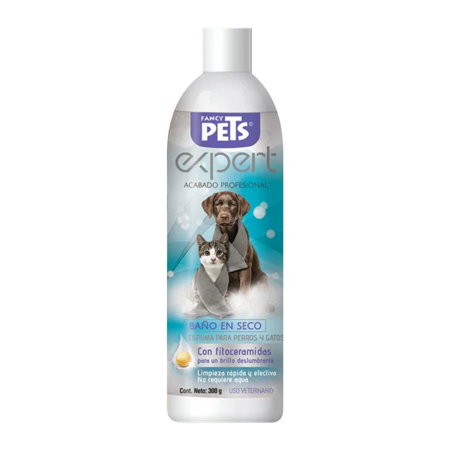 Fancy Pets Expert Bano en Seco Espuma Perros y Gatos — presentación completa sobre fondo blanco