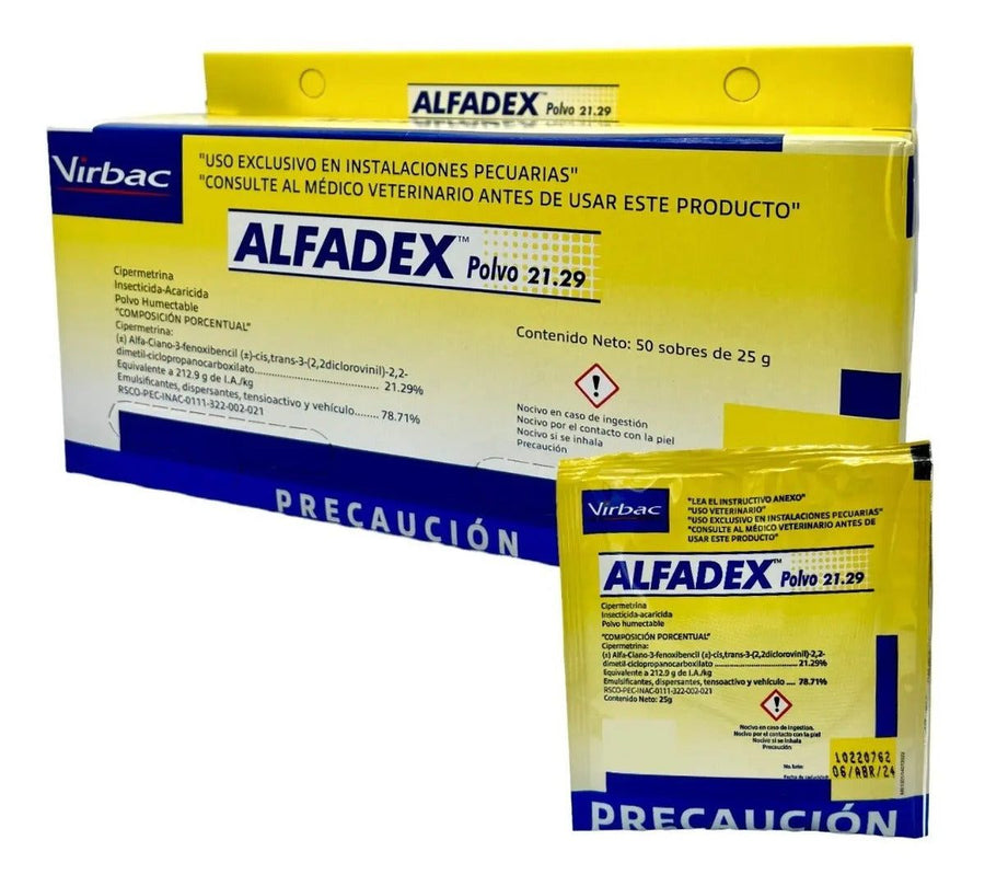 Virbac Alfadex Polvo Control de Plagas 50 sobres 25 g