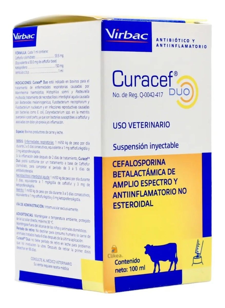 Virbac Curacef Duo Cefalosporina Inyectable 100 ml