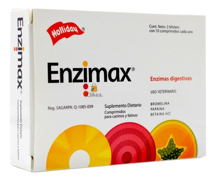 Holliday Enzimax Enzimas Digestivas 20 Tabletas Perro y Gato