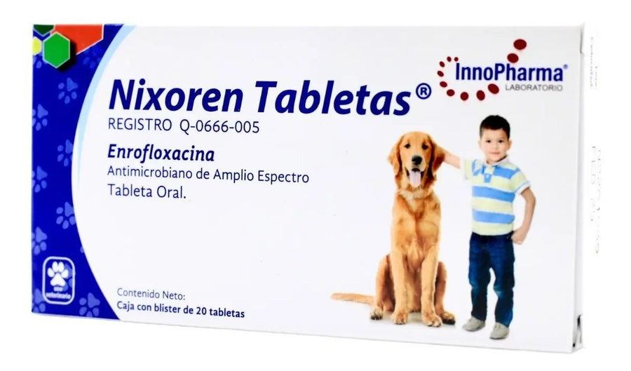 Inno Pharma Nixoren Enrofloxacina 20 Tabletas Perro y Gato