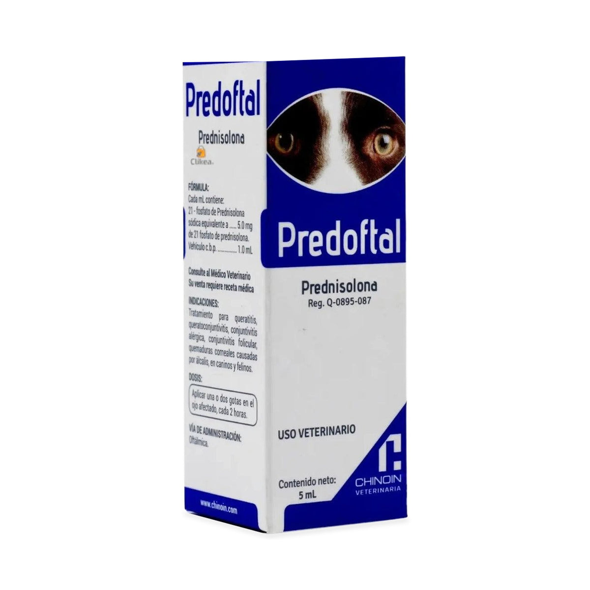 Chinoin Predoftal Prednisolona Oftalmica 5 ml — presentación completa sobre fondo blanco
