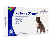 Inno Pharma Kalmax Fluoxetina 20 mg 10 Tabletas Perro — presentación completa sobre fondo blanco