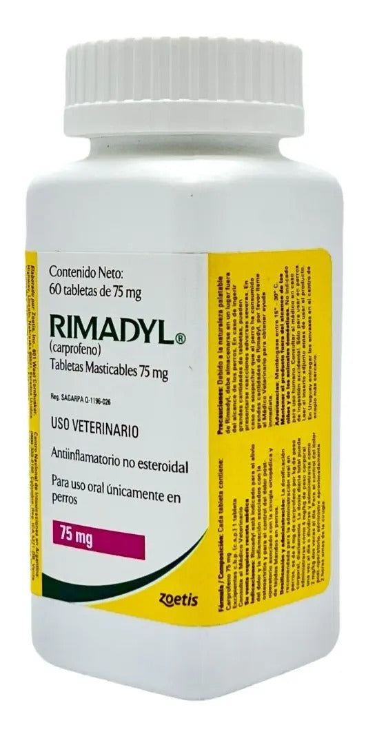 Rimadyl Zoetis Carprofeno 75 mg para Perros - 60 Tabletas