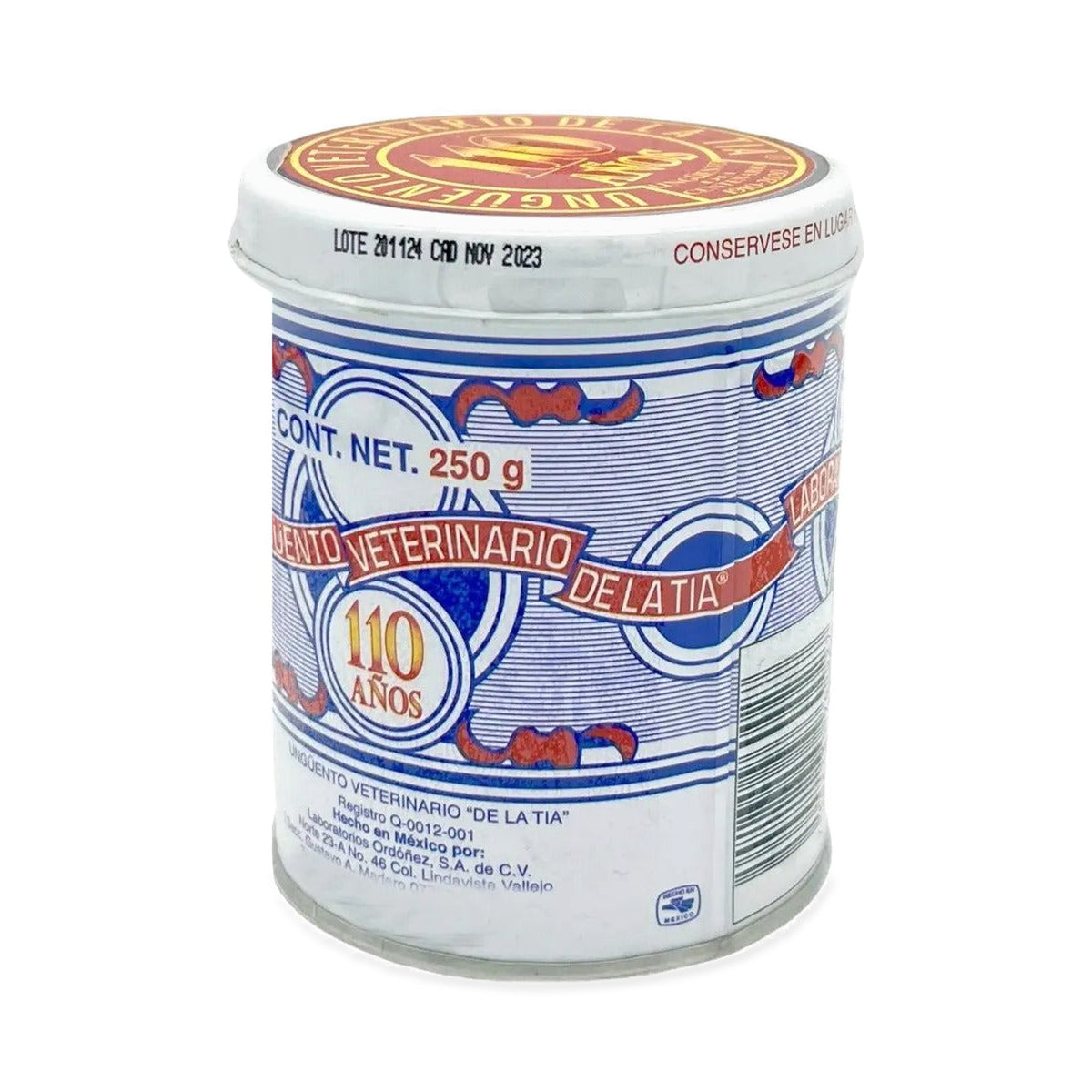 De La Tia Unguento Veterinario Pomada 250 g — producto completo sobre fondo blanco, impresión original