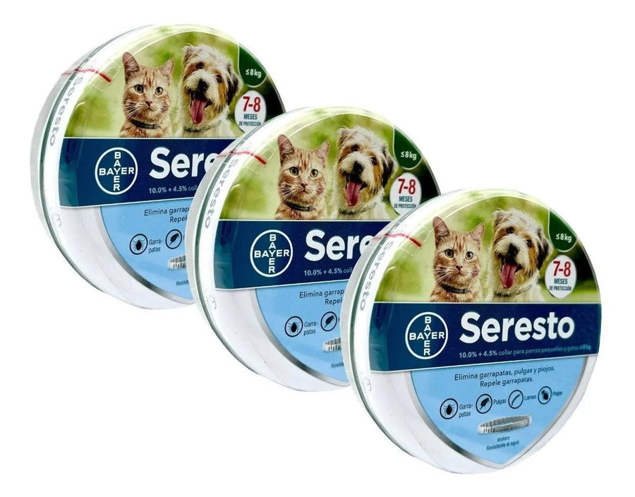 Seresto Elanco Paquete con 3 Collares para Perros y Gatos Menores de 8 kg