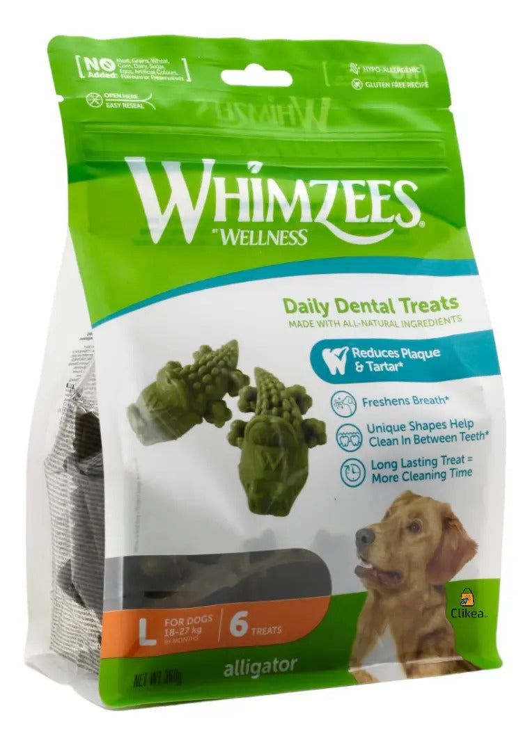 Whimzees Cocodrilo L Perro 18 a 27 kg - 6 pz