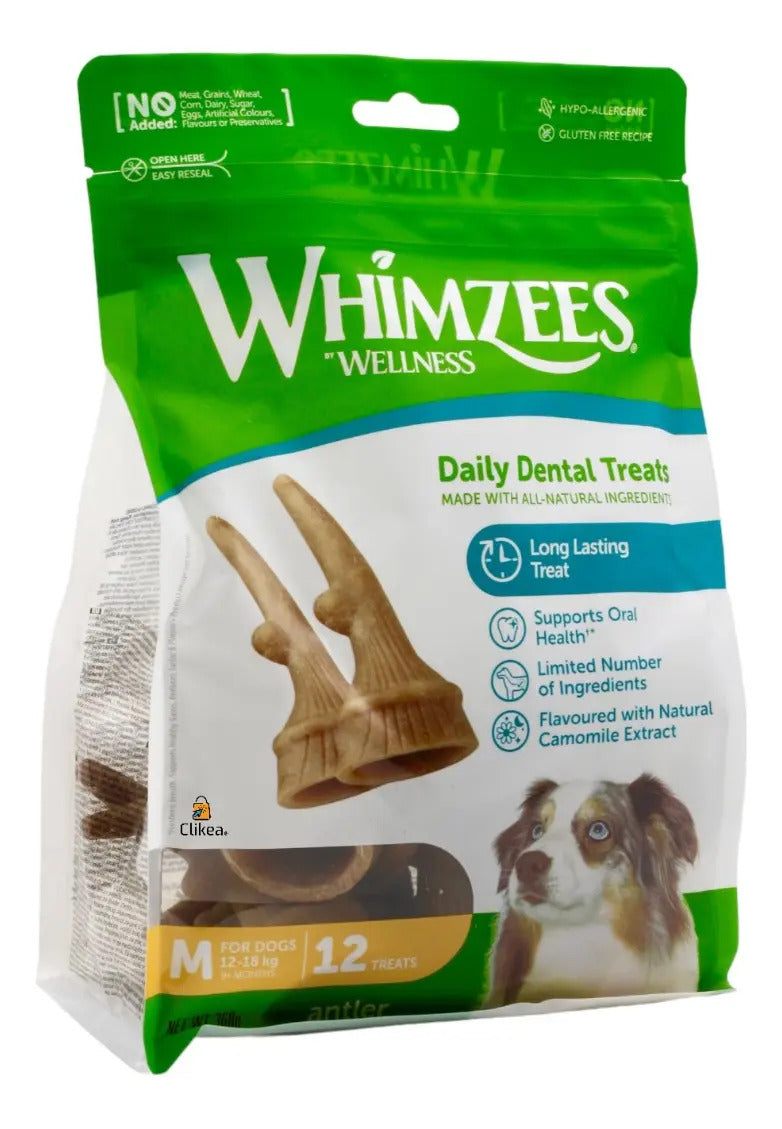 Whimzees Cuerno M Perro 12 a 18 kg - 12 pz