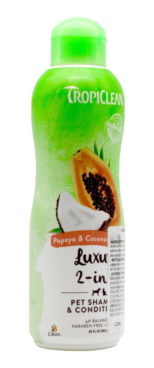 TropiClean Shampoo y Acondicionador Papaya Coco 592 ml