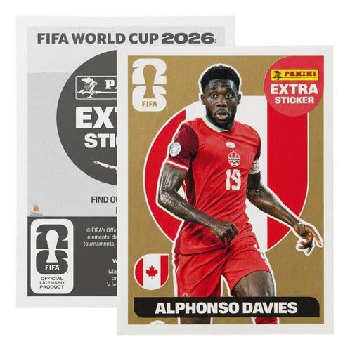 Extra Stickers Originales Panini Mundial 2026 A Elegir Alphonso Davies Oro 2026