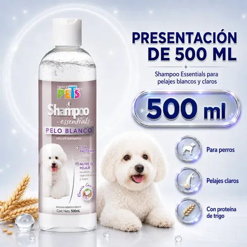Shampoo Para Perro Essentials Pelo Blanco 500 Ml Mascotas Fragancia Coco