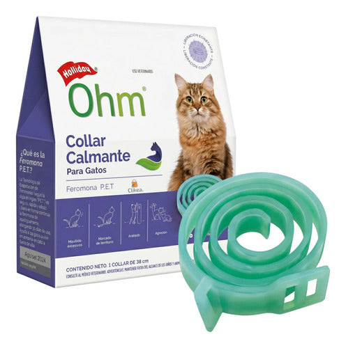 Ohm Collar Calmante Para Gato Holliday Relajante Feromona Azul Claro