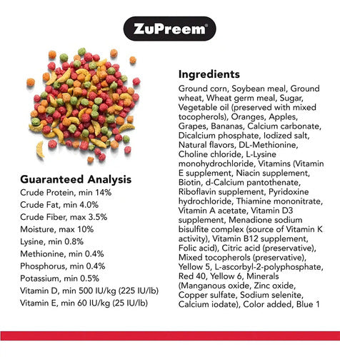Alimento Premium+ Para Ninfa Croquetas Zupreem Fruit 907 G