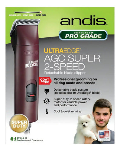 Máquina De Estetica Canina Cortar Pelo Para Perros Andis Agc 2 Velocidades Con Cuchilla Desmontable Color Guinda Oscuro