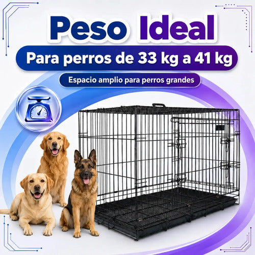 Jaula Metálica Plegable Fancy Pets Para Perro 1 M 42 In 2 Puertas Para Perros De 33 A 41 Kg Base Metálica Removible, Bandeja Plástica Extraíble Y Agarradera