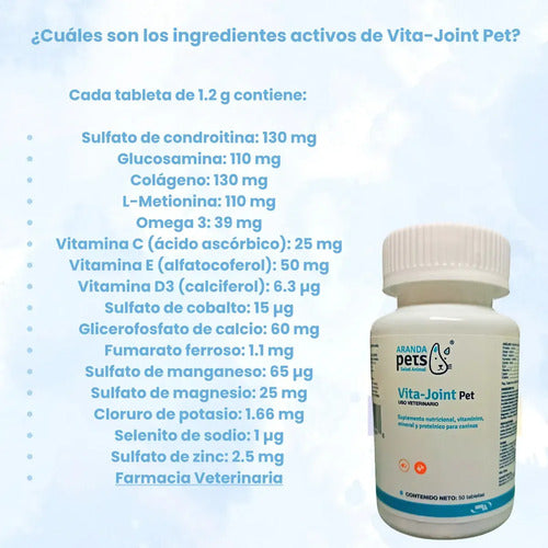 Vitajoint Pet Multivitaminico Para Perros 50 Tabletas