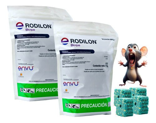 2 Bolsa 1kg Envu Rodilon Bloque Repelente Ratas Ratones