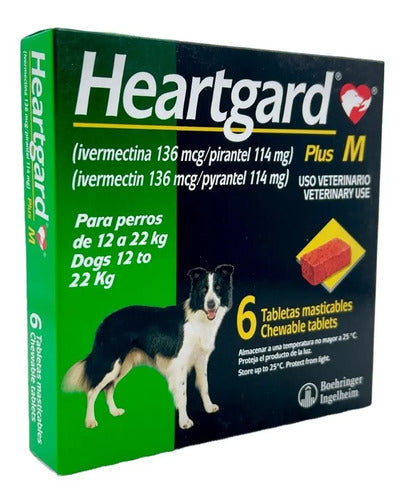 Heartgard Plus M 12 A 22 Kg 6 Tabs Gusano Del Corazon Perros