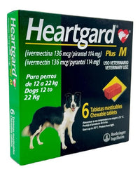 Heartgard Plus M 12 A 22 Kg 6 Tabs Gusano Del Corazon Perros