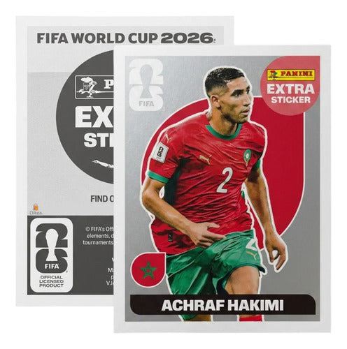 Extra Stickers Originales Panini Mundial 2026 A Elegir Achraf Hakimi Plata 2026