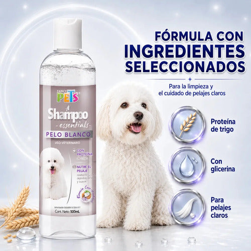 Shampoo Para Perro Essentials Pelo Blanco 500 Ml Mascotas Fragancia Coco