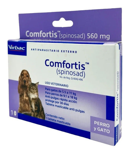 Comfortis 560 Mg 1 Tableta Antipulgas Perro Gato 9.1 A 18 Kg