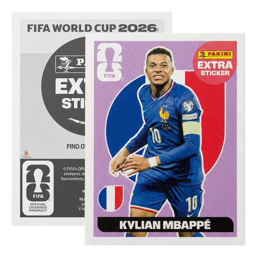 Extra Stickers Originales Panini Mundial 2026 A Elegir Kylian Mbappé Morado 2026