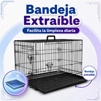 Jaula Metálica Plegable Fancy Pets Para Perro 1 M 42 In 2 Puertas Para Perros De 33 A 41 Kg Base Metálica Removible, Bandeja Plástica Extraíble Y Agarradera