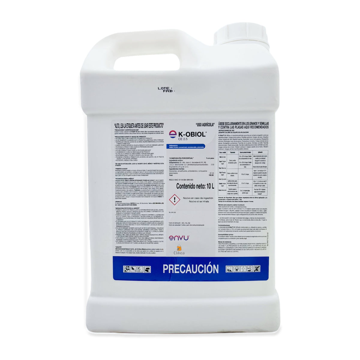 K-O Biol CE 2.5 Envu 10 L — vista frontal completa de la etiqueta original
