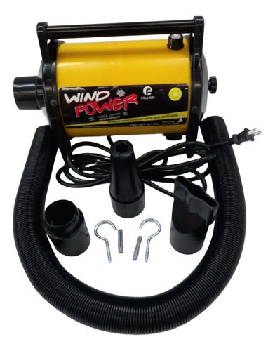Secadora Para Mascotas Wind Power Velocidad Variable 10 Amp Color Amarillo 1000w
